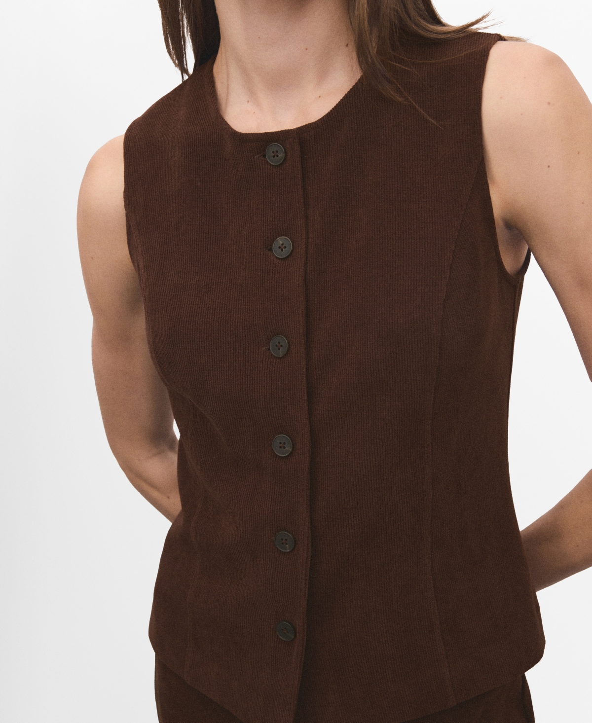 Mango Women's Corduroy Suit Waistcoat In Brown