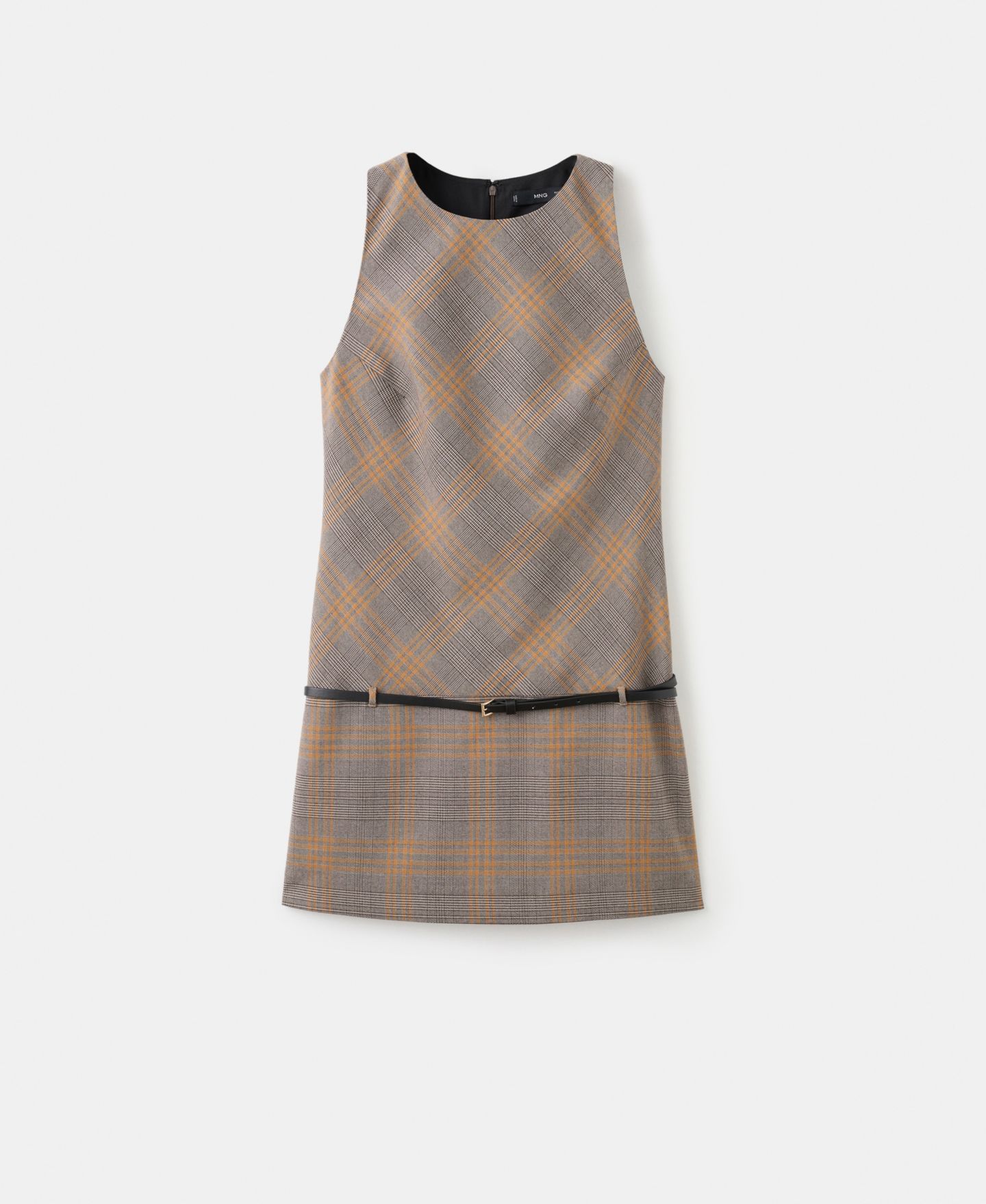 Женское платье Mango Check Belt, цвет: Коричневый — фото 6