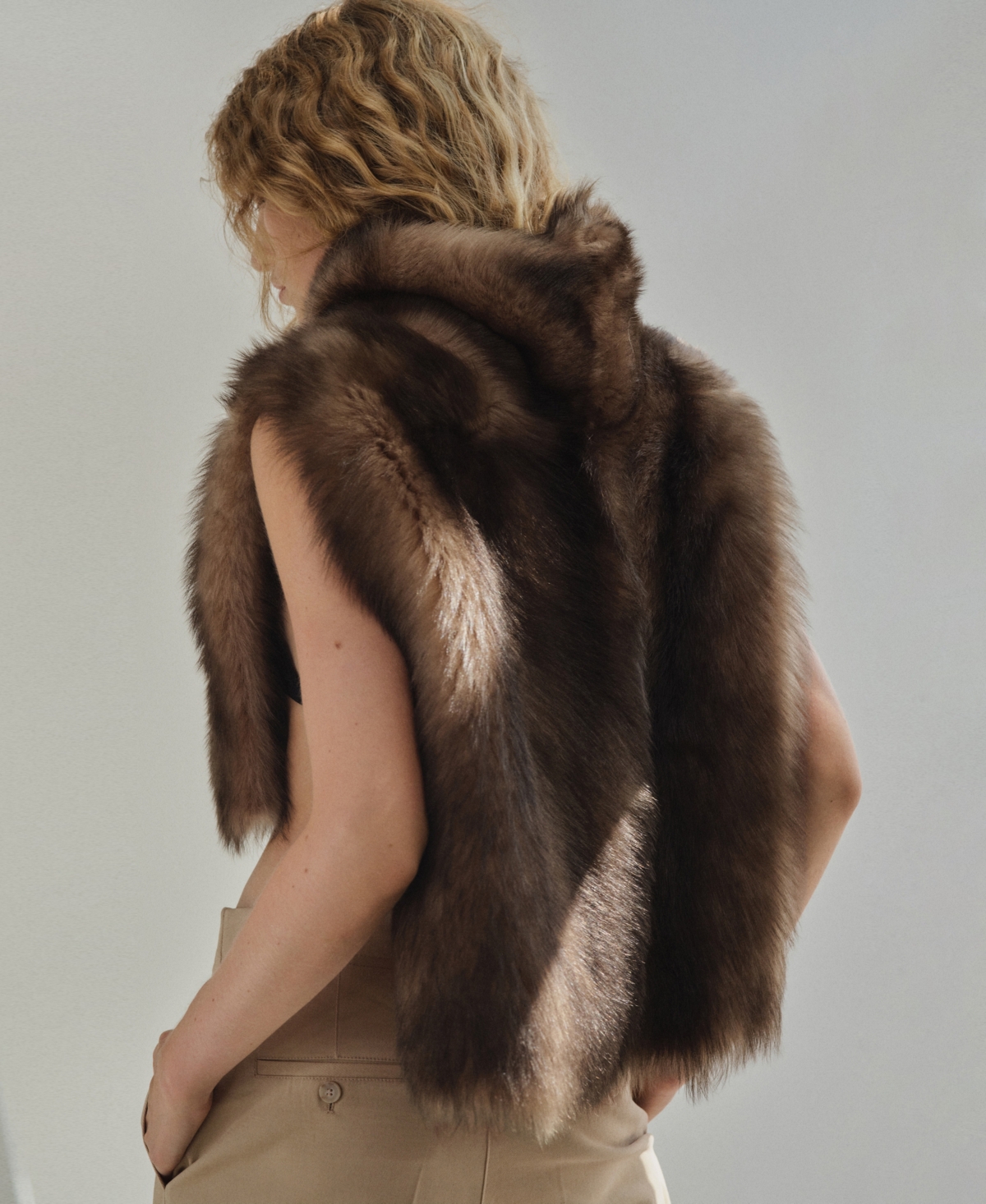 Mango Women's Fur-effect Turtleneck Waistcoat In Brown