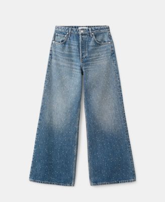 Women's Rhinestones Wide-Leg Jeans
