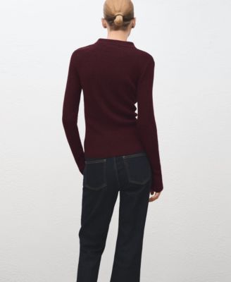 Women's Polo-Neck Ribbed Sweater
