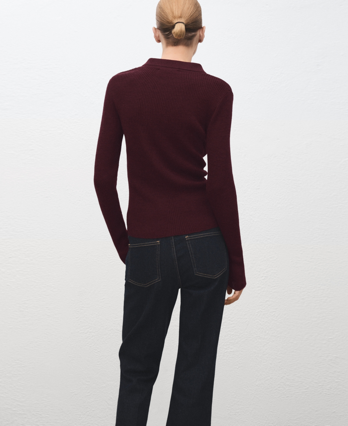 Mango Women's Polo-Neck Ribbed Sweater