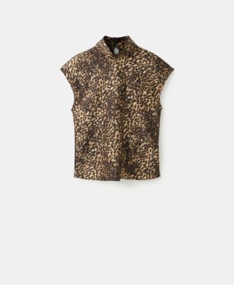 Women's Leopard-Print Satin Blouse