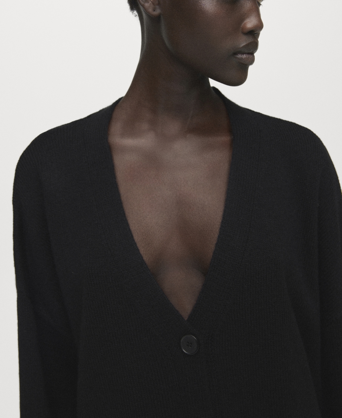 Mango Oversize V-neck Cardigan In Black