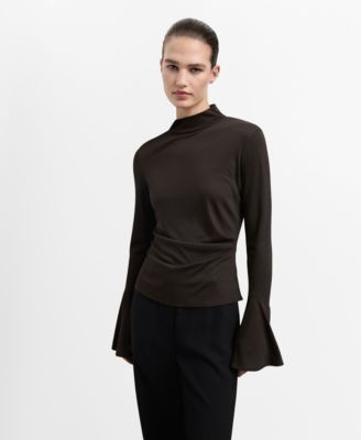 MANGO - Women's Flared Sleeves Fitted Top
