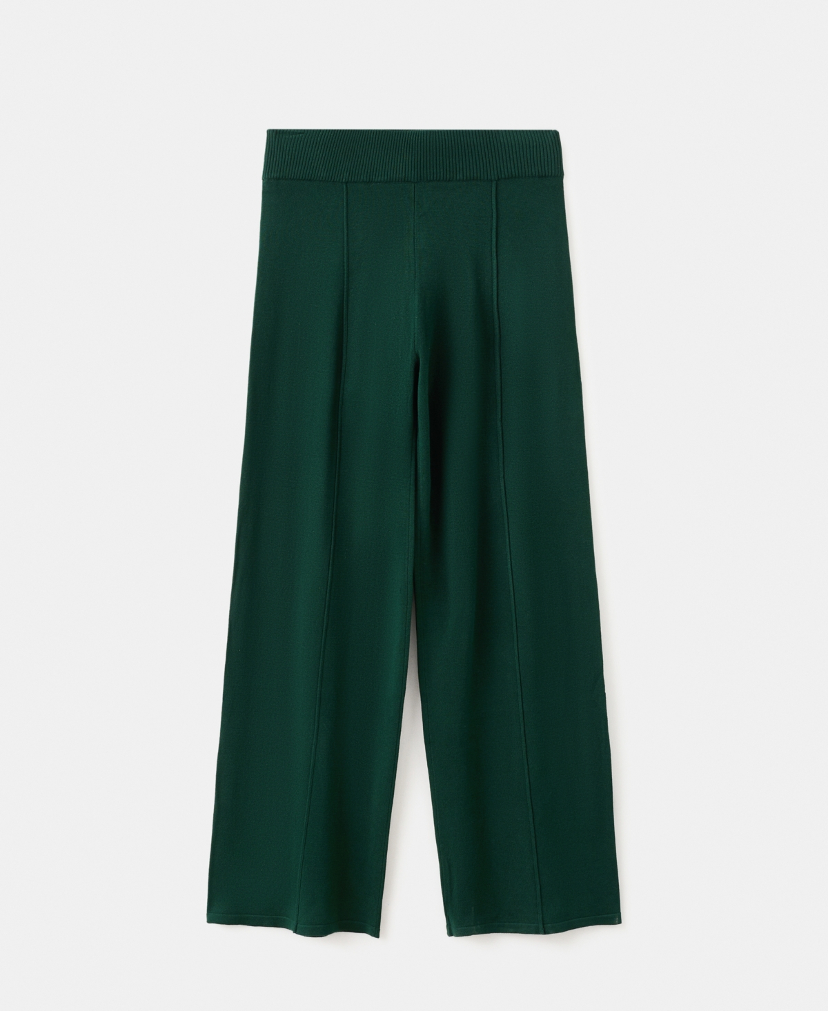 Mango Women's Stitching Detail Knitted Trousers In Green
