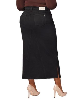 Women's Color Maxi Skirt with side vents - Black