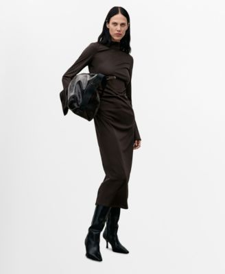 MANGO - Women's Bell Sleeves Fitted Dress