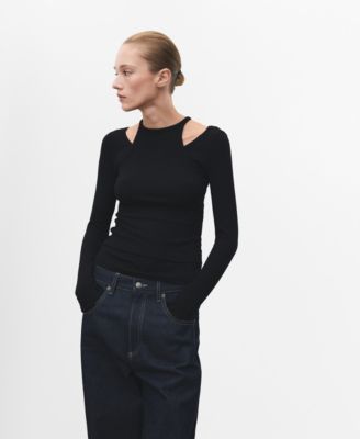 MANGO - Women's Ribbed Combined T-Shirt