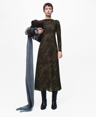 Women's Satin Animal-Print Dress