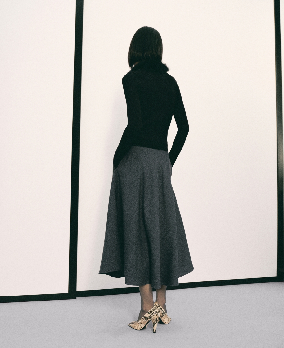 Mango Women's A-Line Wool-Blend Skirt