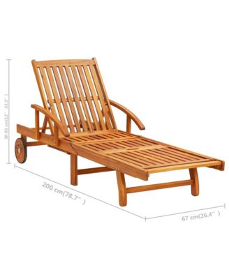 Lounger Red Solid Acacia Wood Standard Adjustable Arms