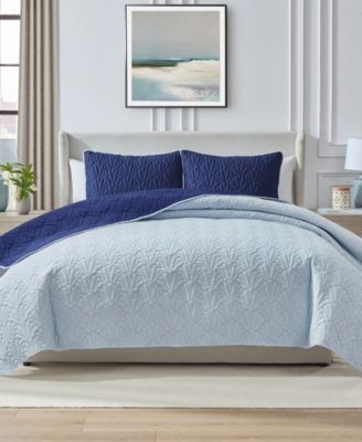 Seashell Reversible 3-Piece Quilt Set, Full/Queen