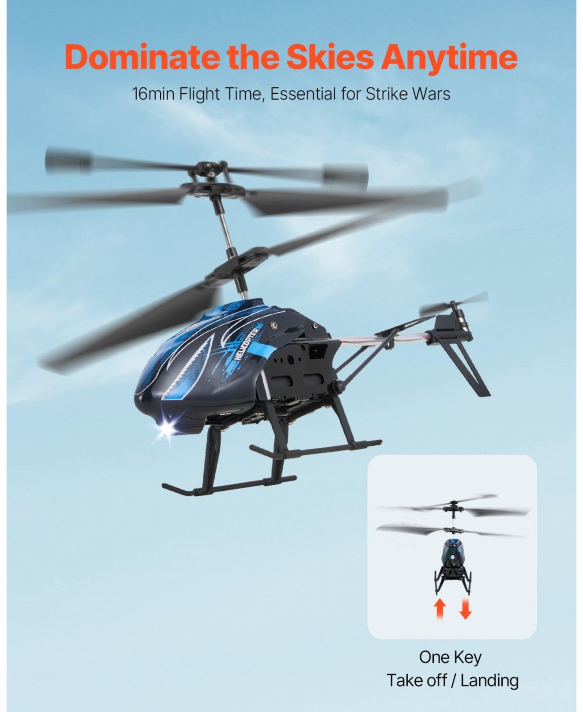 Mecale Rc Helicopter, 2.4GHz Remote Control, 3.5 Channel, 16 Min Flight, Altitude Hold, One-Key Takeoff/Landing, Led Lights, for Kids 8