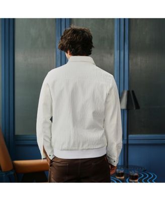 Men's Chalk White Zip-Front Crease-Tactile Jacket