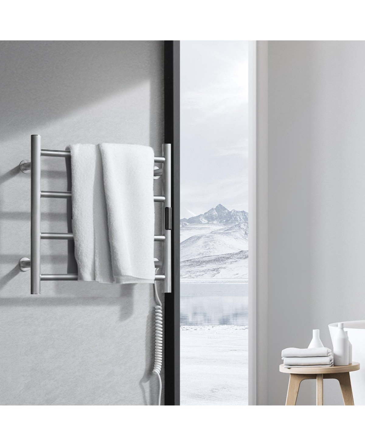 Ecooso 4 Bars Towel Warmer Rack, Wall Mounted Heated Towel Rack for Bathroom