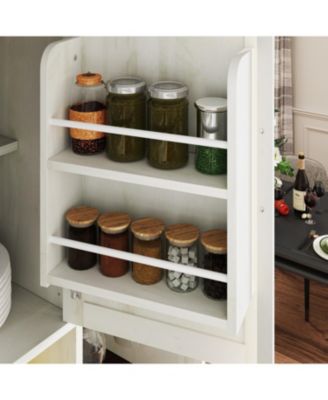 71" Farmhouse Kitchen Pantry Sideboard w/ Hutch & Charging Station