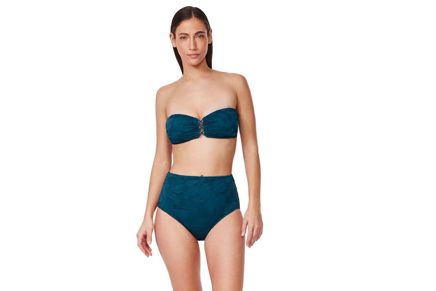 Womens Jolene Textured Bandeau Bikini Top