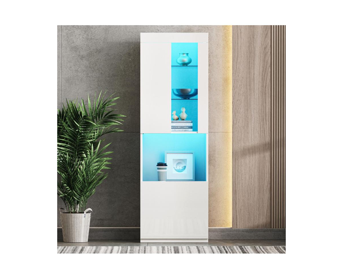 Storage Cabinet with Led Lights Tall Pantry Cabinet with Acrylic Door and Tempered Glass Shelves