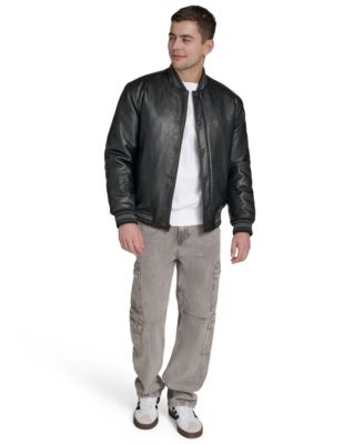 Men's Faux Leather Varsity Jacket