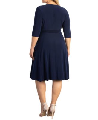 Women's Plus Size Essential Wrap Dress with 3/4 Sleeves