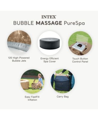 PureSpa 4 Person Bubble Massage Inflatable Hot Tub Spa Set, Sahara Tan