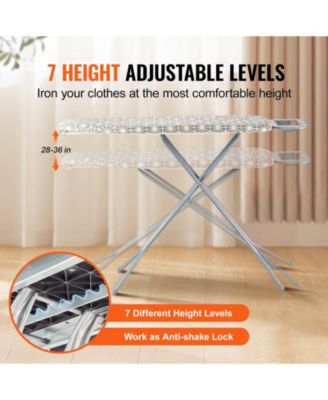 Ironing Board with Large Surface, 4-Layer Thick Design, Heat-Resistant Cotton Cover, 7 Adjustable Heights for Home Laundry