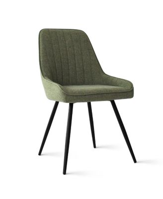 5-Piece Dining Table Set with Round Walnut Table, Metal Base and Upholstered Chairs for Space-Saving Kitchen Use