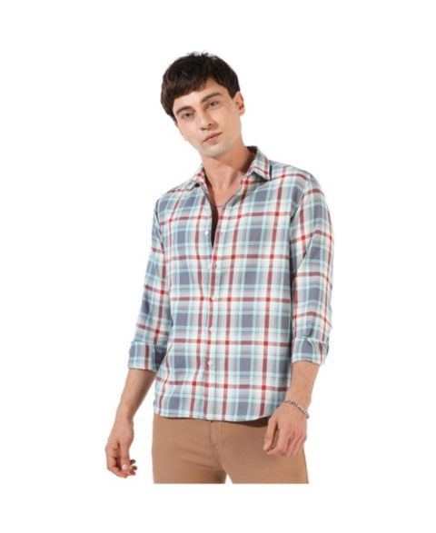 Мужская рубашка Cahoot Campus Sutra Multicolour Checkered Regular Fit Casual, цвет: Синий
