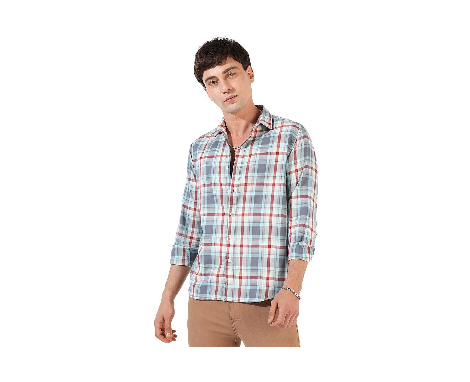 Men's Multicolour Checkered Regular Fit Casual Shirt