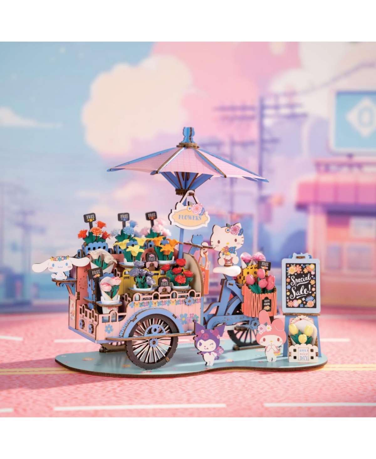 Flash Popup Diy 3D Puzzle - Hello Kitty Flower Cart 184pcs