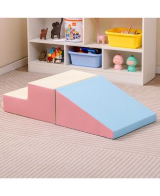 2-Piece Step and Slide Climber for Infants and Toddlers Baby Soft Play Set Foam Blocks-Pink & blue