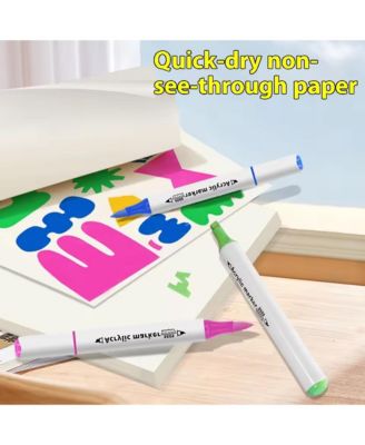 12 Colors Dual Tip Markers Pens, Quick-Drying and Water-Based Ink for Rock Painting, Canvas, Stone, Glass, Ceramic, Wood, DIY Crafts