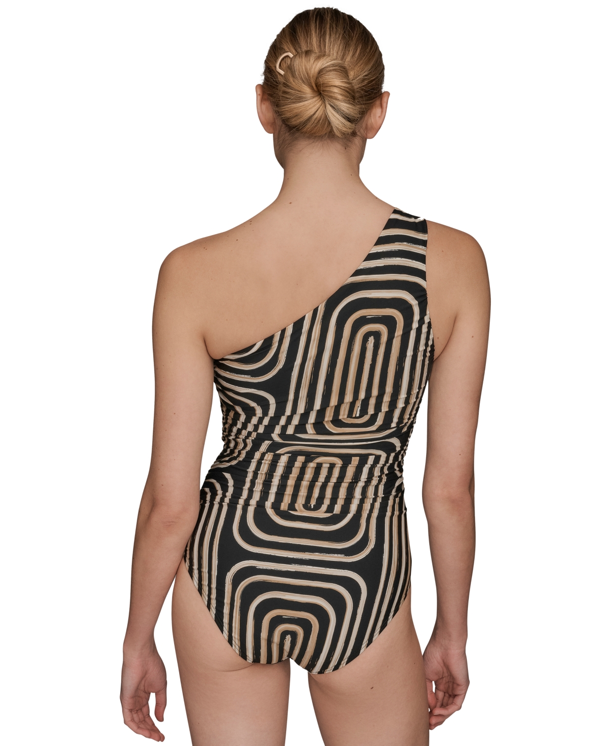 Donna Karan Women's Printed One-shoulder Swimsuit In Brown