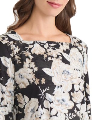 Petite 3/4-Sleeve Square Neck Top