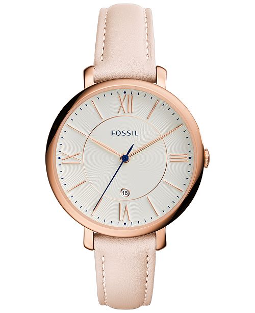 Fossil Women S Jacqueline Blush Leather Strap Watch 36mm Es3988