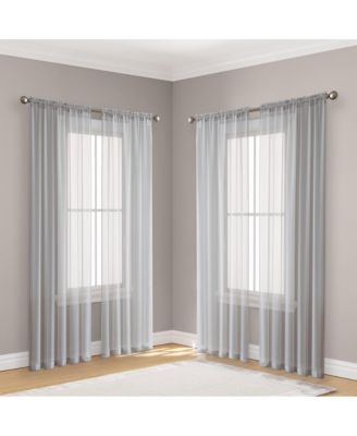 Essentials Sheer Voile Window Treatment Rod Pocket Curtain Panels - Set Of 4