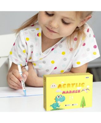 24 Colors Acrylic Paint Pens, Art Graffiti Markers, Quick-Drying Waterproof Drawing Pens for Canvas & Glass