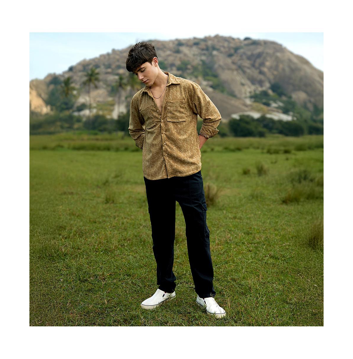 Campus Sutra Men's Faded Corduroy Oversized Shirt