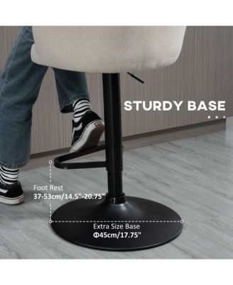 Adjustable Swivel Bar Stools Set of 2, Linen Touch Fabric,  