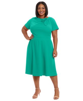 Plus Size Tie-Neck Fit & Flare Dress