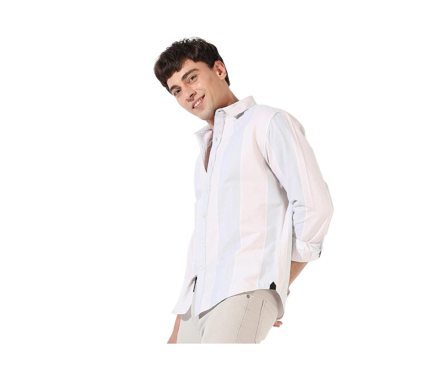Мужская рубашка Cahoot Striped Regular Fit Casual, цвет: Синий — фото 5