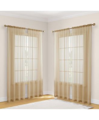 Essentials Sheer Voile Window Treatment Rod Pocket Curtain Panels - Set Of 4