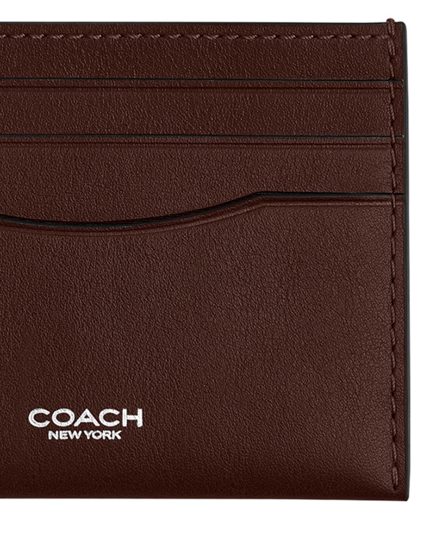 Мужской кошелёк COACH Leather Flat Card Case Wallet, цвет: Кленовый — фото 2