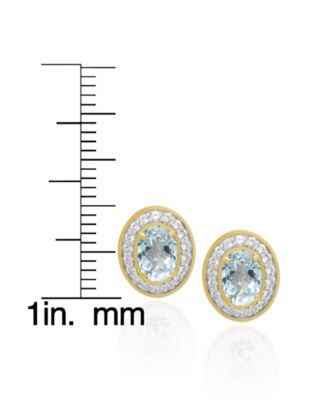 Genuine Blue Topaz & White Topaz Oval Stud Earrings (2-1/2 ct. t.w.) in 14k Gold Over Sterling Silver (Also in Amethyst & White Topaz)