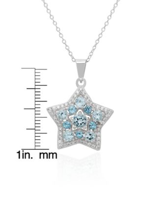 Blue Topaz & White Topaz Star (2.78 ct. t.w.) Pendant Necklace in Sterling Silver