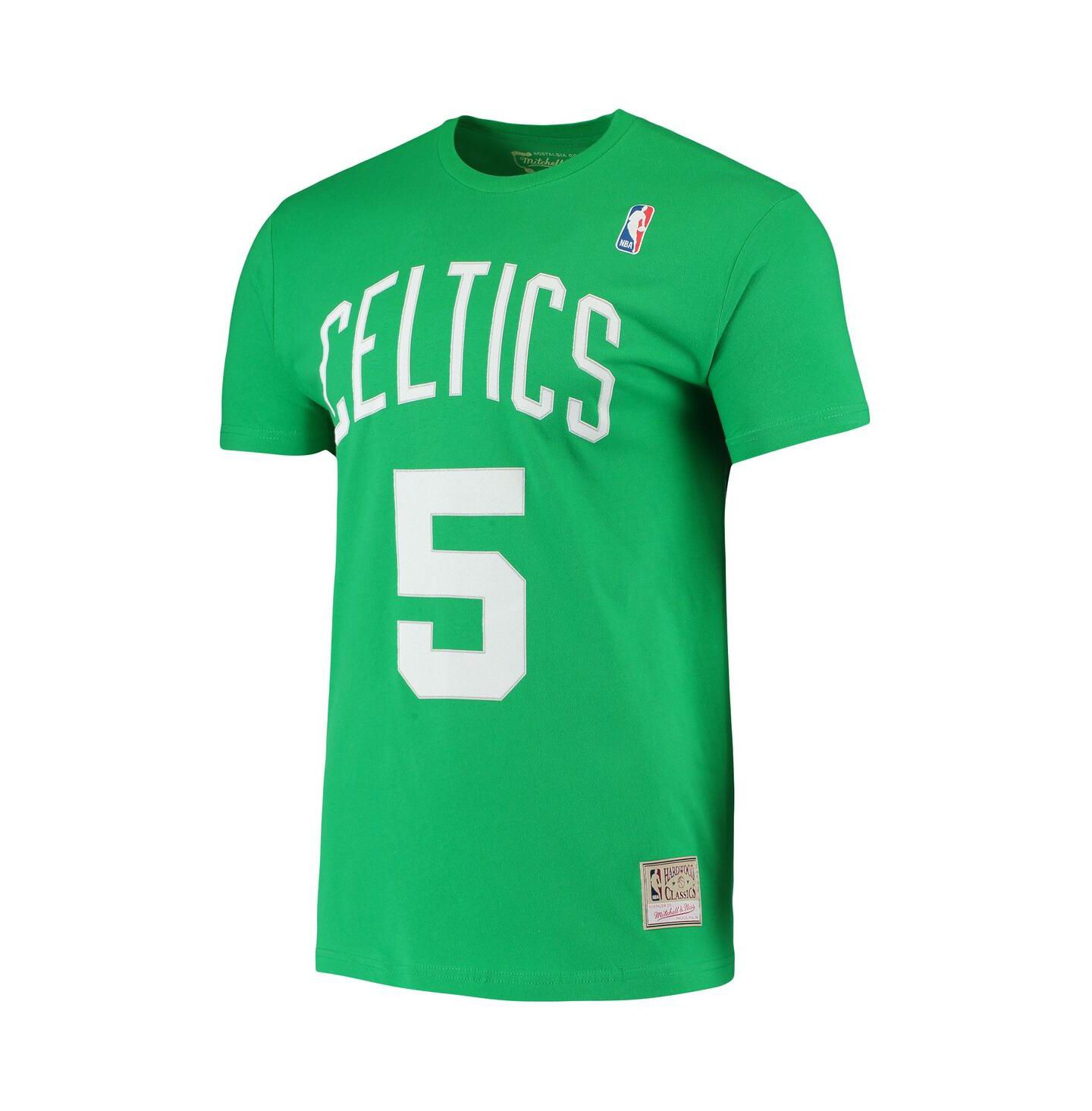 Мужская футболка Mitchell & Ness Kevin Garnett Kelly Green Boston Celtics Hardwood Classics Stitch Name & Number — фото 2