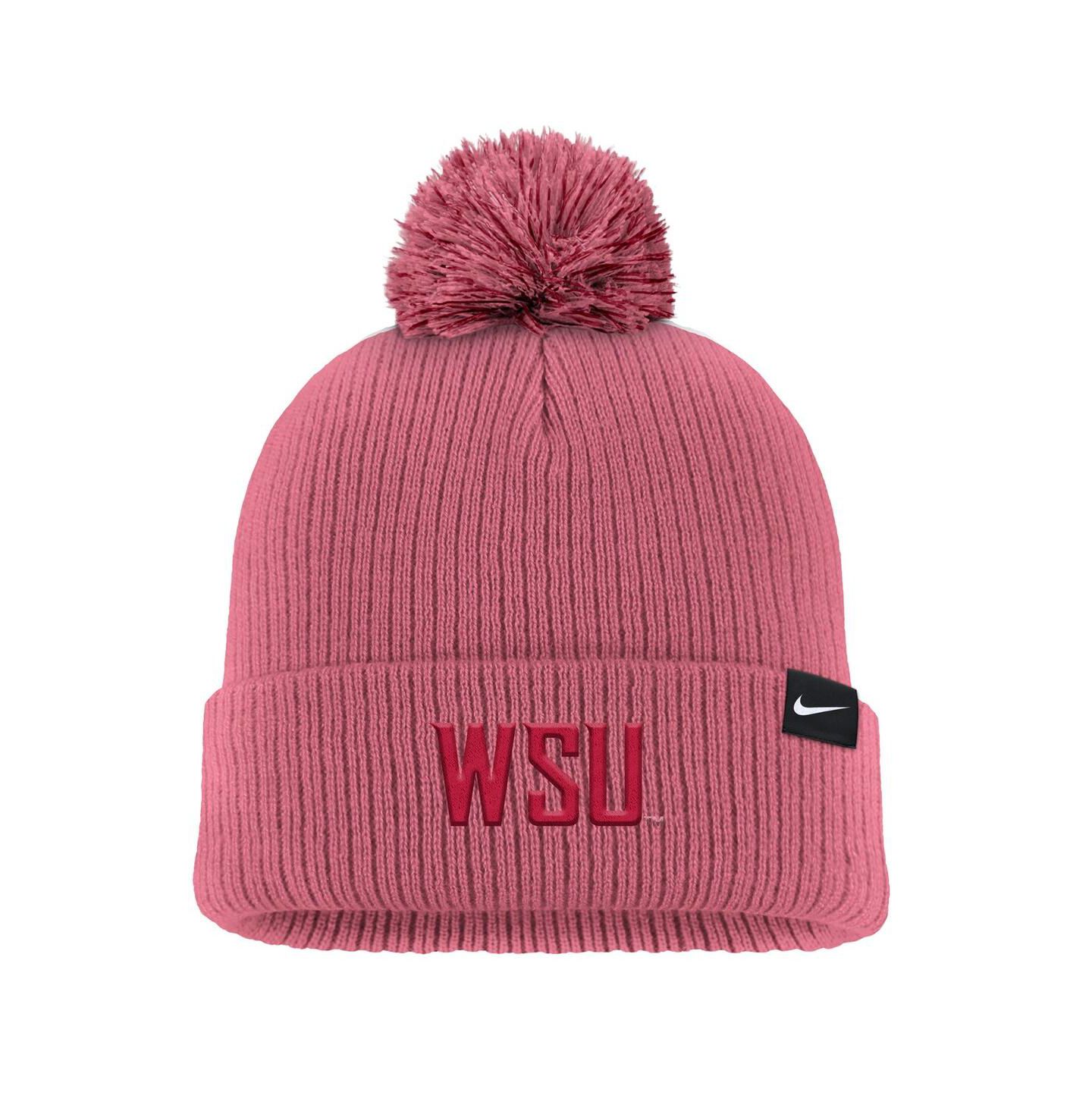 Мужская шапка Nike Pink Washington State Cougars Tonal Peak Cuffed Knit Hat with Pom — фото 2