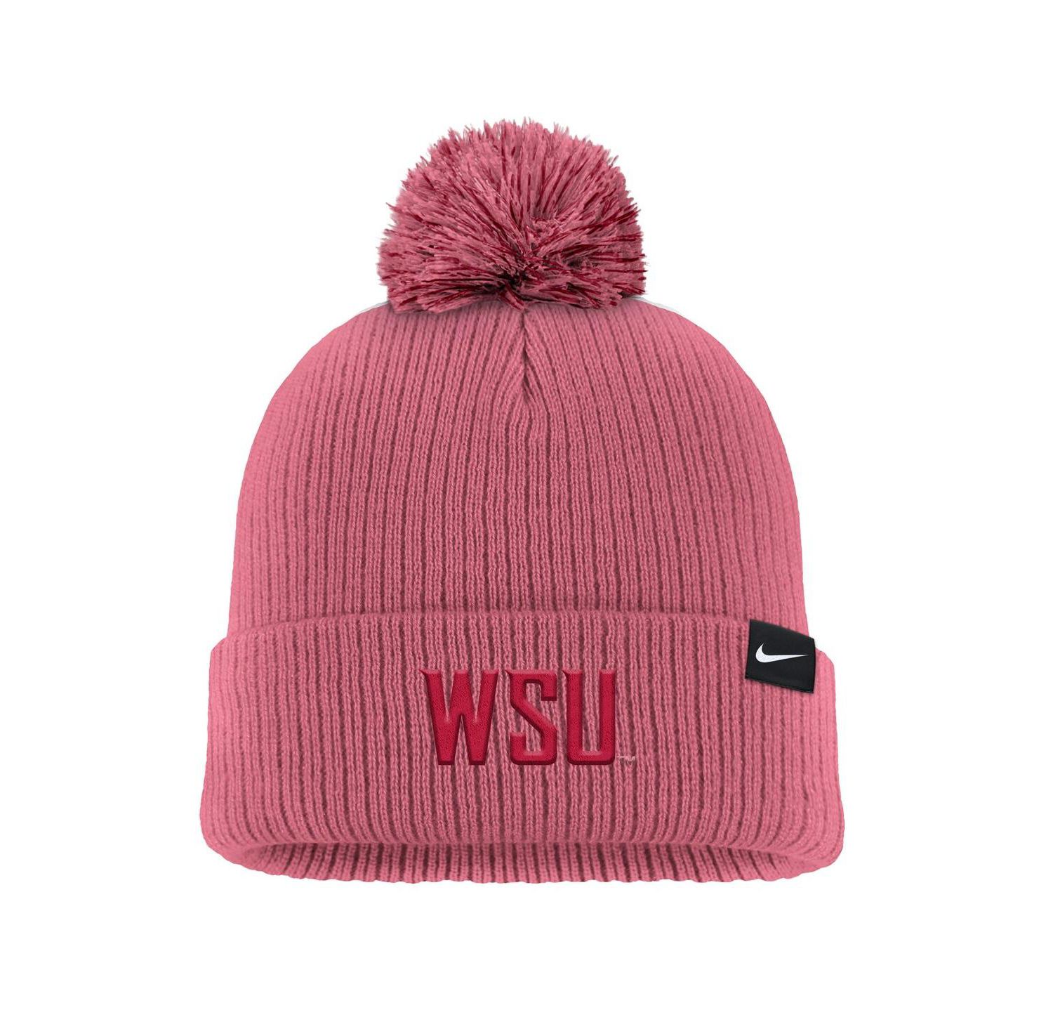 Men's Pink Washington State Cougars Tonal Peak Cuffed Knit Hat with Pom
