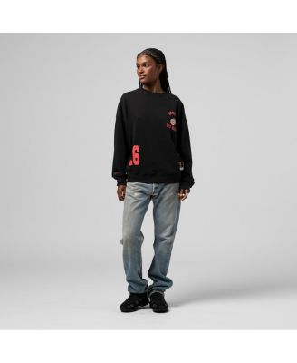 Women's Black Detroit Red Wings Crewneck Sweatshirt